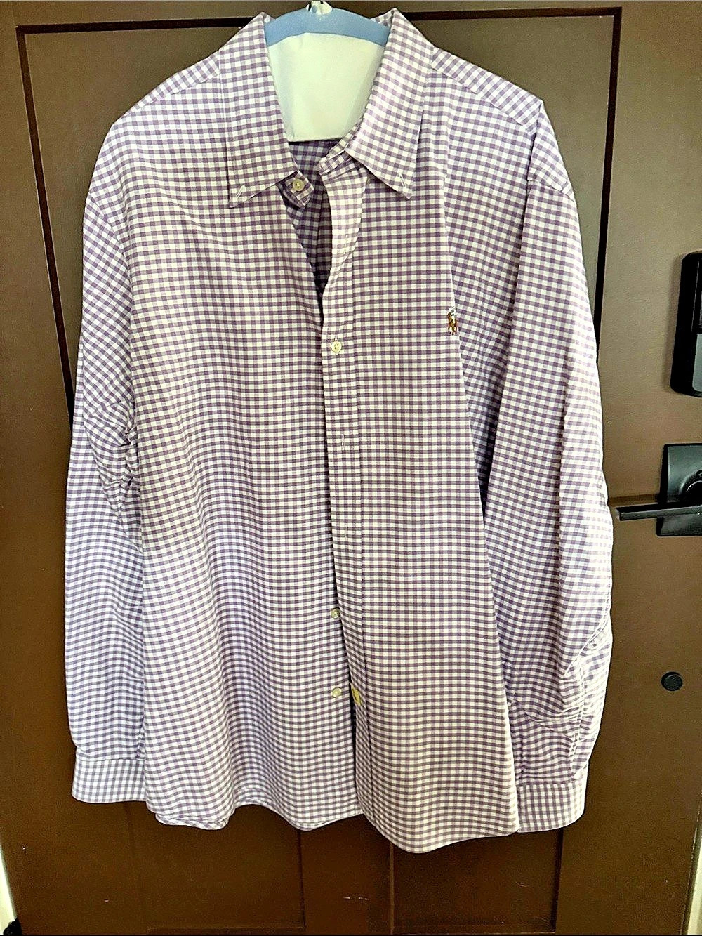 Ralph Lauren Gingham Button Down in Purple & White XL